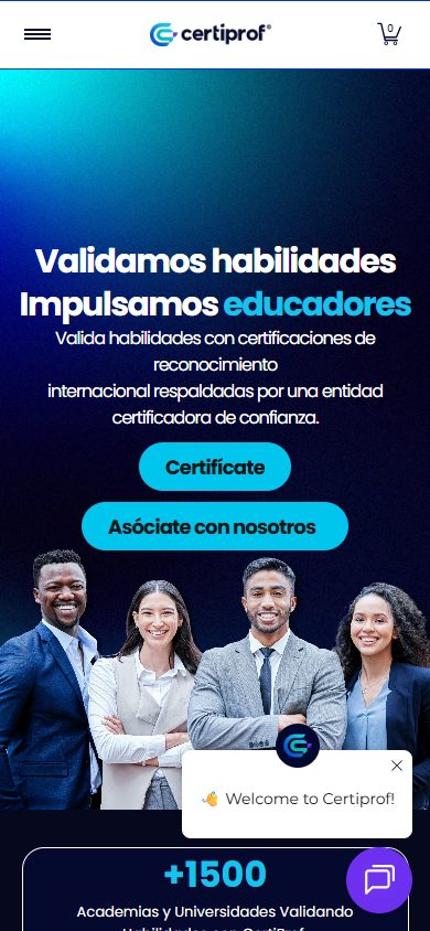 CertiProf website on a phone
