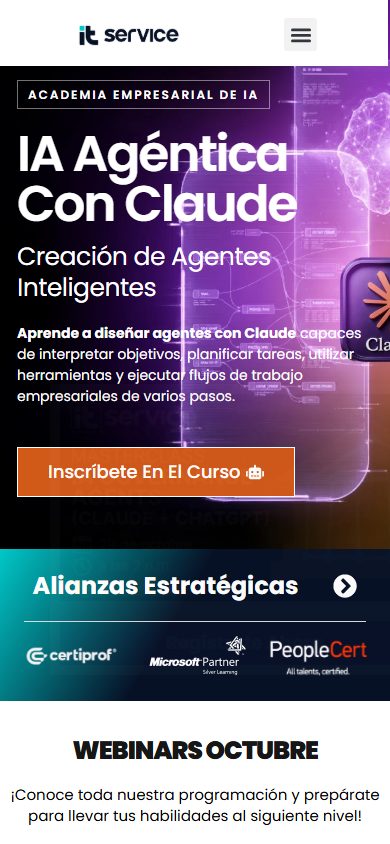 IT Service website on a phone